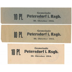 Petersdorf i Rsgb. (Piechowice), 3x 10 pf 1914 (3szt)
