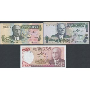 Tunisia, 1/2 and 2x 1 Dinar 1973-80 (3pcs)
