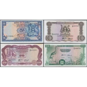 Uganda, 5 - 100 Shillings (1966) - zestaw (4szt)