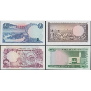Uganda, 5 - 100 Shillings (1966) - zestaw (4szt)
