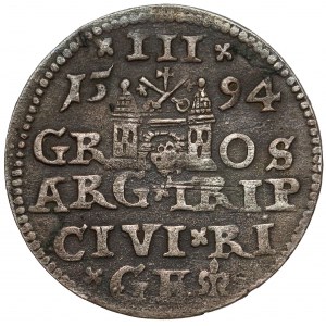 Zygmunt III Waza, Trojak Ryga 1594 - wczesny - LIV