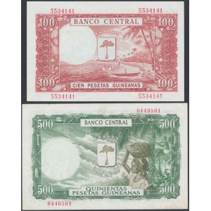 Equatorial Guinea, 100 & 500 Pesetas Guineanas 1969 = 1.000 & 5.000 Bipkwele 1980