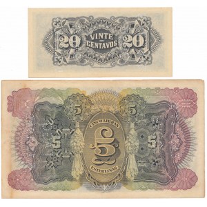 Mozambique, 20 Centavos i 5 Libras 1933-34 (2pcs)