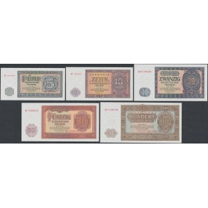 Niemcy, DDR KOMPLET nominałowy 5 - 100 mk 1955 (5szt)