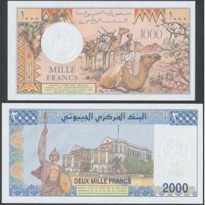 Dżibuti, 1.000 i 2.000 Francs (1991-2005) - zestaw (2szt)