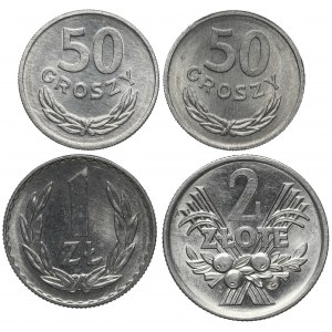 PRL, od 50 groszy do 2 złotych 1971-1972 (4szt)