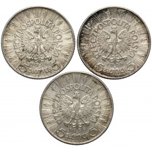 5 złotych 1938 Piłsudski - rzadkie i piękne (3szt)