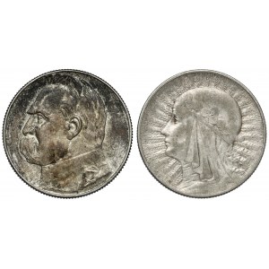 5 złotych 1932 i 1938 Głowa i Piłsudski, RZADKIE (2szt)