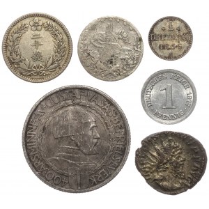 Rzym, Chiny, Szwecja... mix monet (6szt)