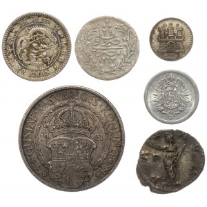 Rzym, Chiny, Szwecja... mix monet (6szt)