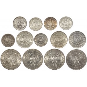 1 - 10 złotych 1925-1936, w tym Traugutt (13szt)