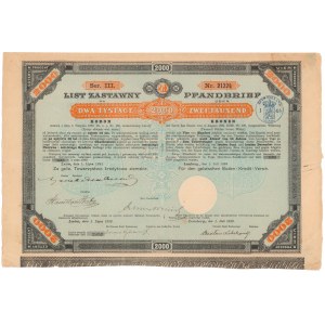 Lwów, Galicyjskie TKZ, List zastawny 2.000 kr 1893