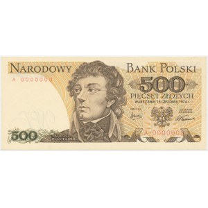 500 złotych 1974 - A 0000000 - bez nadruków - RZADKOŚĆ