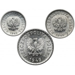 10, 20 groszy i 1 złoty 1949 (3szt)