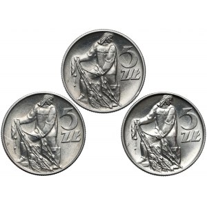 Rybak 5 złotych 1959-1973, w tym SŁONECZKO (3szt)