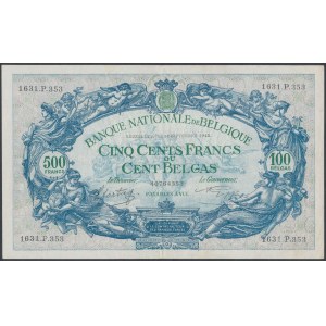 Belgia, 500 Francs = 100 Belgas 1943