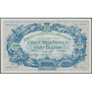 Belgium, 500 Francs = 100 Belgas 1943