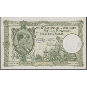 Belgium, 1.000 Francs = 200 Belgas 1943