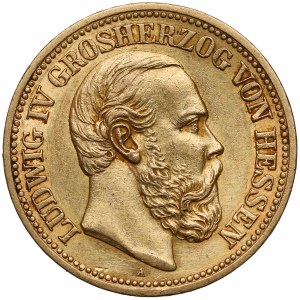 Hessen-Darmstadt, Ludwig IV., 20 mark 1892 A - RARE