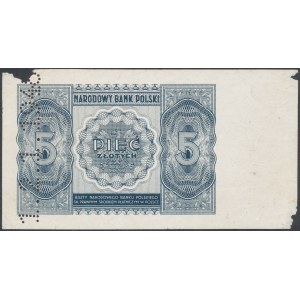 5 złotych 1946 - DRUK PRÓBNY rewersu - perforacja 1.2.1.1946