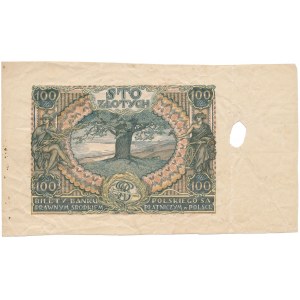 100 złotych 1934 - nieukończony druk - skasowany