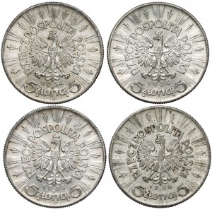 Piłsudski 5 złotych 1934 i 1936 - zestaw (4szt)