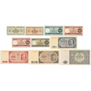 Zestaw banknotów z lat 1946-48 i PEWEX (9szt)