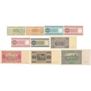 Zestaw banknotów z lat 1946-48 i PEWEX (9szt)