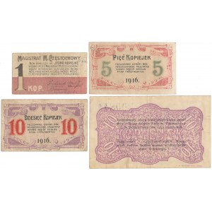 Częstochowa, 1-10 kopiejek 1914-16 (4szt)