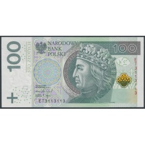 100 zł 2018 - ET 3113113 - numer radarowy