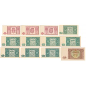 Zestaw banknotów 1, 2 i 10 złotych 1946 (12szt)