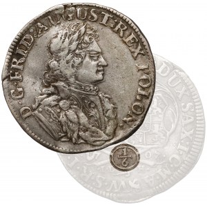 August II Mocny, 1/6 talara (1/4 coselguldena) 1707, Drezno - b.rzadki