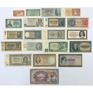 Czechosłowacja i Słowacja, duży zestaw banknotów (20szt)
