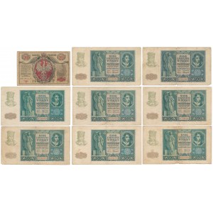 10 mkp 1916 Generał i 8x 50 zł 1940 - zestaw (9szt)