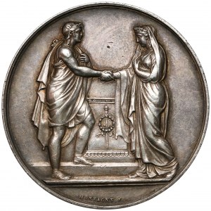 Francja, Medal, zaślubinowy 1865, z monogramem SM (Montagny)