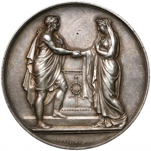 France, Medal, nuptial 1865, with monogram SM (Montagny)