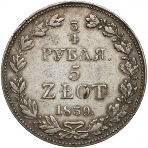 3/4 rubla = 5 złotych 1839 MW, Warszawa