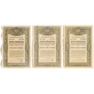 5% Poż. Krótkoterminowa 1920, Obligacje 100-1.000 mkp 1920 (3szt)