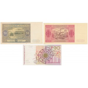 Zestaw banknotów z lat 1946-48 i PWPW Penderecki (3szt)