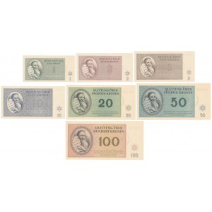 Czechy, Teresin GETTO komplet 1 - 100 Kronen 1943 (7szt)