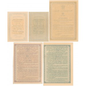5% Poż. Konwersyjna 1924, Świadectwo ułamkowe 1 i 3 zł, Obligacje 10-100 zł (5szt)