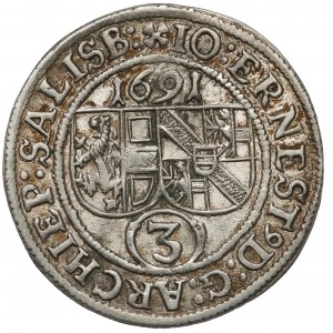 Austria, Salzburg, Jan Ernst von Thun, 3 krajcary 1691