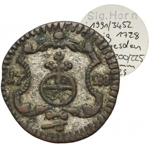 August II Mocny, Halerz 1728 IGS, Drezno - ex. Horn