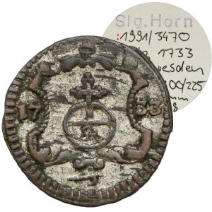 August II Mocny, Halerz 1733 IGS, Drezno - ex. Horn