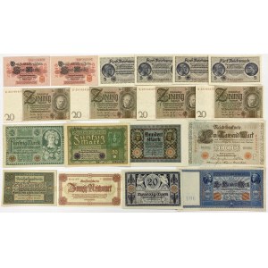 Niemcy, zestaw banknotów (18szt)