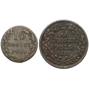 Powstanie Listopadowe, 3 i 10 groszy 1831 (2szt)