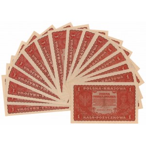 1 mkp 08.1919 - małe i duże litery - kolekcja różnych serii (17szt)