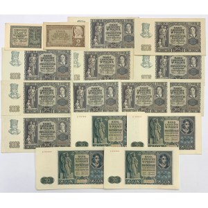 Zestaw banknotów 1 - 50 złotych 1940-1941 (16szt)