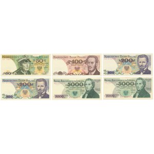 Zestaw banknotów PRL 50 - 5.000 zł (6szt)