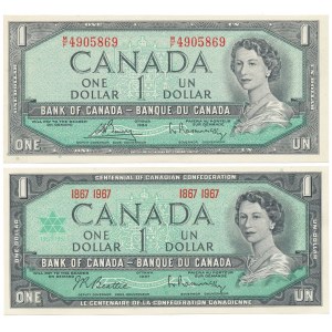 Kanada, 1 Dollar 1954 i 1967 (2szt)